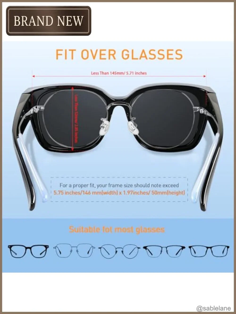Polarized Fit Over Glasses Sunglasses Oversized UV400 Square Unisex